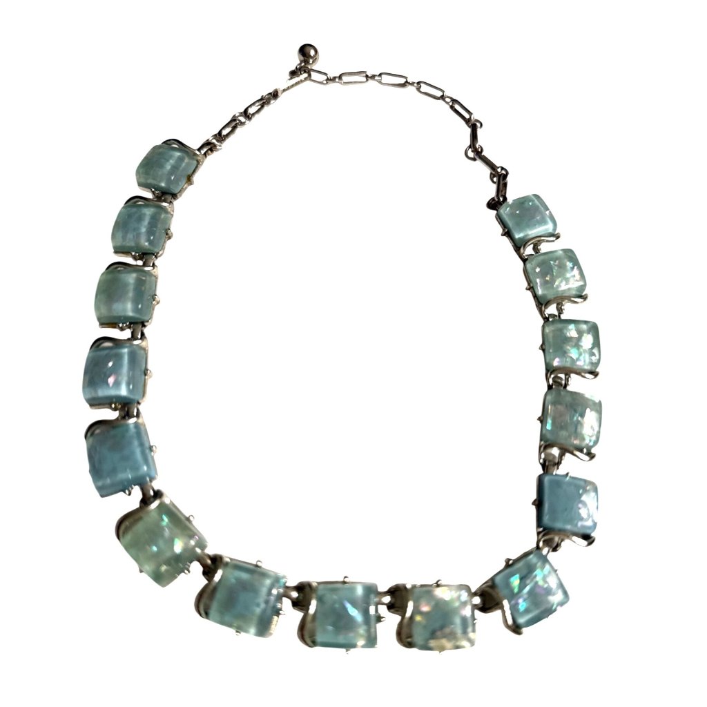 Vintage Coro Green Confetti Thermoset Choker Necklace Silver Tone Adjustable Cha 56$